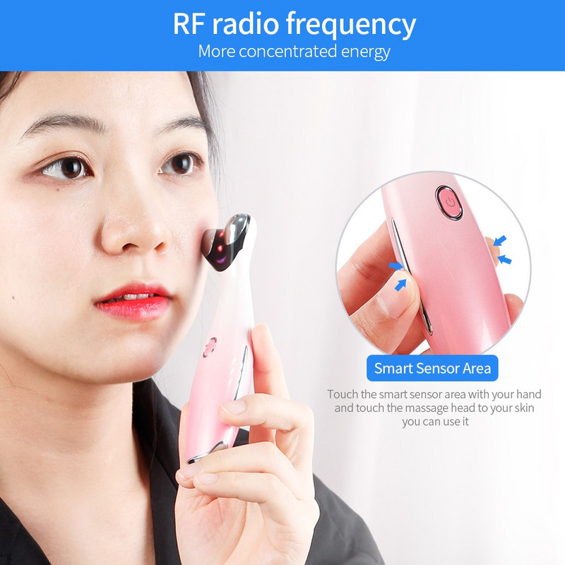 RF rádió Red&Blue Light 42℃ Fűtőterápiás Szemmasszírozó Sötét Karikák Szemtáskák Szemráncok V-arc emelő ajakápoló eszköze