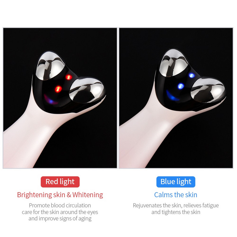 RF rádió Red&Blue Light 42℃ Fűtőterápiás Szemmasszírozó Sötét Karikák Szemtáskák Szemráncok V-arc emelő ajakápoló eszköze