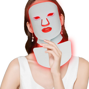 Нови силиконови 7 цвята LED маски за лице Photon Neck Red Light Therapy Маска за цяло лице за подмладяване на кожата против стареене