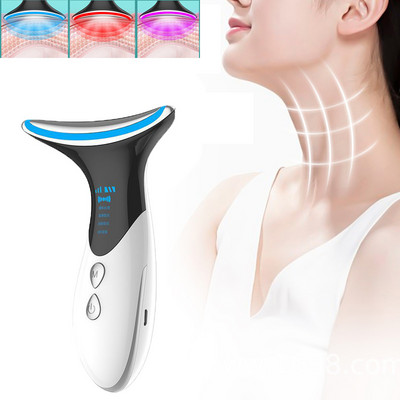 Електрически LED Photon Heating Therapy Face Neck Lifitng Tighten Double Chin Removal Massager Facial Отпуснато лице Грижа за красотата