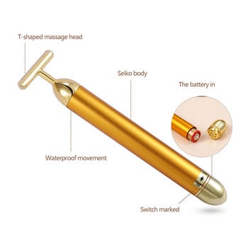 Energy 24K Gold T Beauty Bar Ролков масажор за лице T-Shape Energy Beauty Bar Pulse Firming Face Massage Lift Tool