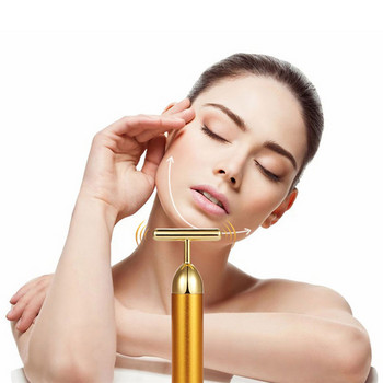 Energy 24K Gold T Beauty Bar Ролков масажор за лице T-Shape Energy Beauty Bar Pulse Firming Face Massage Lift Tool