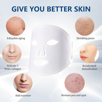Силиконова маска за лице 7 цвята LED светлинна терапия Красота на лицето Подмладяване Лечение против бръчки Грижа за кожата Led маска