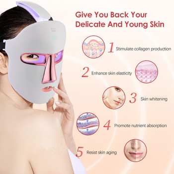 Νέα μάσκα προσώπου LED 7 χρωμάτων Wireless Face Photon Therapy Skin Rejuvenation Beauty Mask Anti Acne Wrinkle Skin Whitening Machine