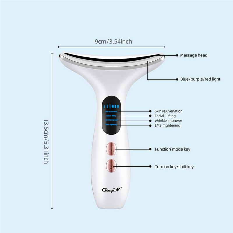 CkeyiN Hot Compress Uređaj za uljepšavanje vrata EMS Masažer za mršavljenje vrata LED Photon Pomlađivanje kože lica Svjetlosna terapija Lifting lica