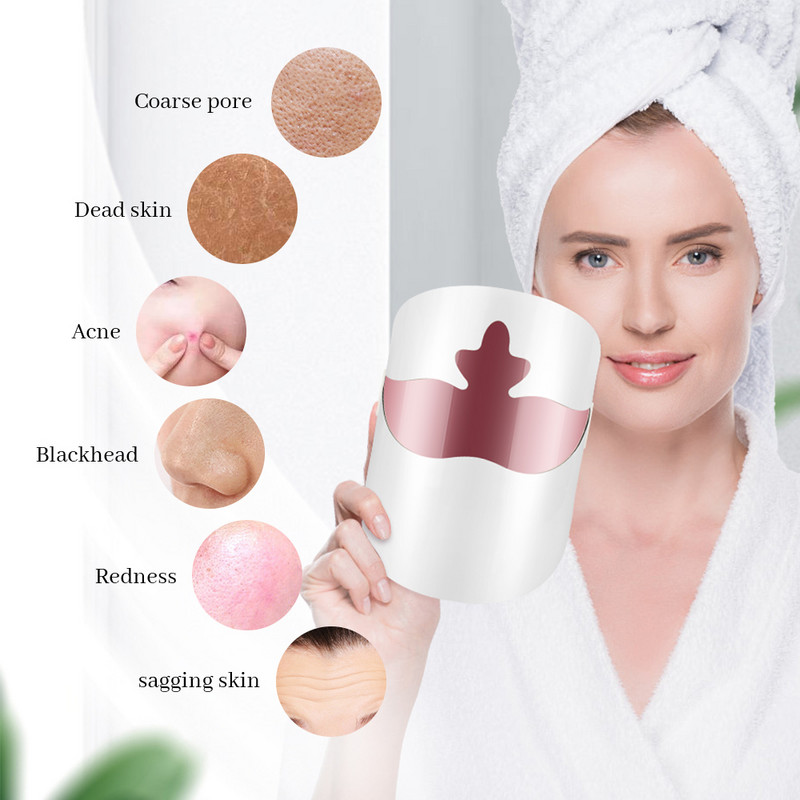 Led Facial Mask 3 Color Light Therapy foton bőrfeszesítő szépség maszk ráncok akne eltávolítása LED fényterápiás arcápoló gép