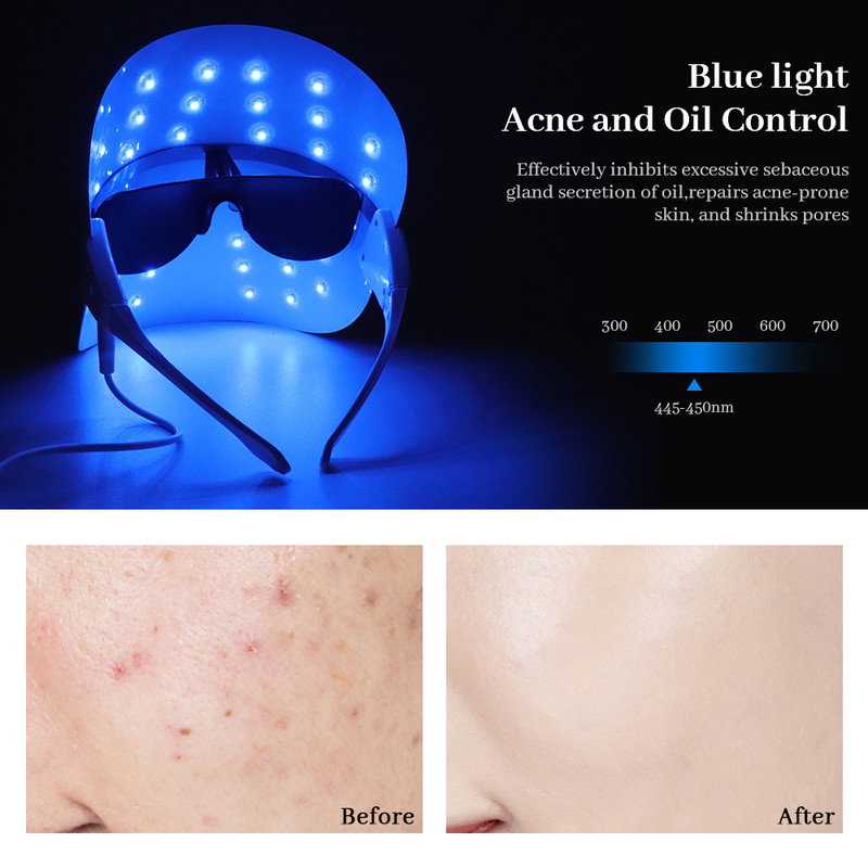 Led Facial Mask 3 Color Light Therapy foton bőrfeszesítő szépség maszk ráncok akne eltávolítása LED fényterápiás arcápoló gép