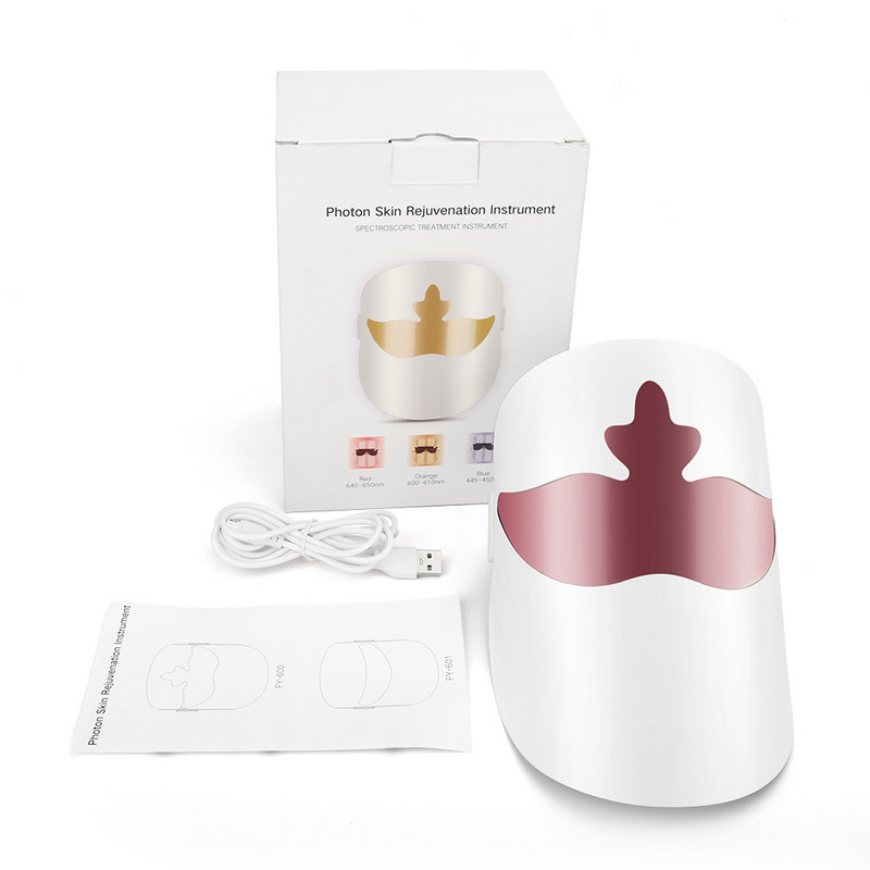 Led Facial Mask 3 Color Light Therapy foton bőrfeszesítő szépség maszk ráncok akne eltávolítása LED fényterápiás arcápoló gép