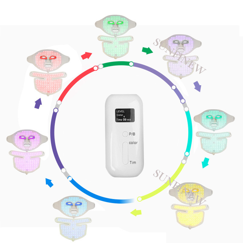 New Arrival Soft Silicone LED Mask 7 Color Led Therapy Photon Maszk Nyak Arc Masszírozó Bőrfiatalítás Anti Akne Ránc