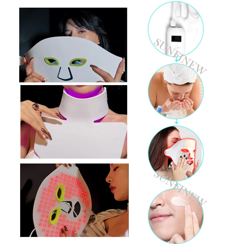 New Arrival Soft Silicone LED Mask 7 Color Led Therapy Photon Maszk Nyak Arc Masszírozó Bőrfiatalítás Anti Akne Ránc