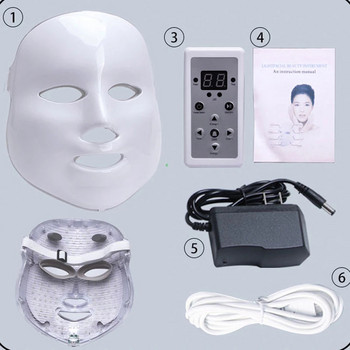 Обновена 6 нива светлина 7 цвята LED маска за лице Фотонна терапия Акне премахване на бръчки против стареене подмладяване на кожата Инструмент за грижа за кожата