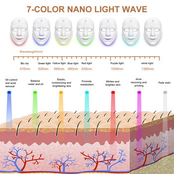 Зареждане 7 цветна LED маска за лице Photon Light Лечение на акне Стягаща кожата Лифтинг Красота Маска против стареене Устройство за премахване на бръчки