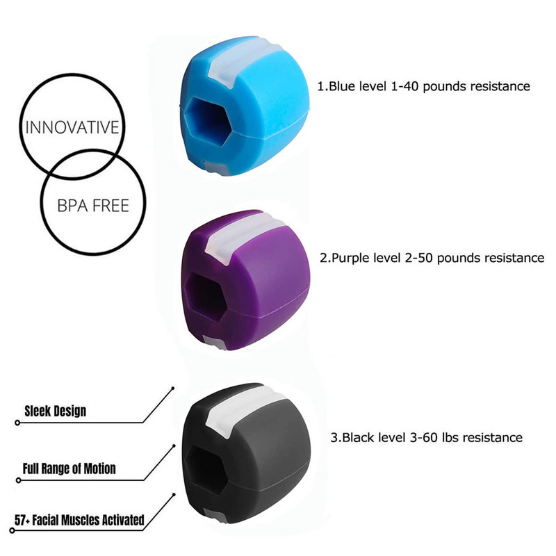 Veido linijos lieknėjimo treniruoklis JawLine treniruoklis kramtomasis kamuoliukas, maistinis silikonas nuo raukšlių, grožio raumenų lavinimo įranga