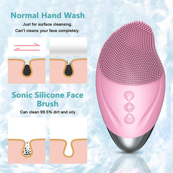 Ηλεκτρική βούρτσα καθαρισμού προσώπου Ζεστό μασάζ ματιών Ρυτίδες ματιών Μαλακό καθαριστικό προσώπου σιλικόνης Brush Sonic Vibration Pore Cleanser