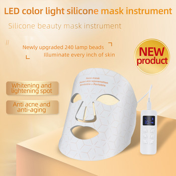USB Charge 4 χρωμάτων LED Μάσκα προσώπου φωτονοθεραπεία Αναζωογόνηση δέρματος κατά της ακμής αφαίρεση ρυτίδων Περιποίηση δέρματος Μάσκα λάμψης δέρματος