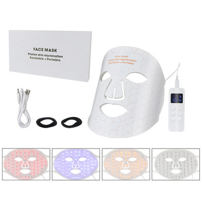 USB Charge 4 Colors LED arcmaszk foton terápiás bőrfiatalítás aknés ránctalanítás bőrápoló maszk bőrvilágosító