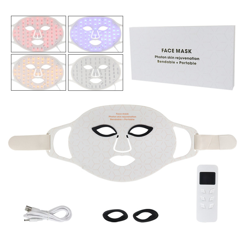 USB Charge 4 Colors LED arcmaszk foton terápiás bőrfiatalítás aknés ránctalanítás bőrápoló maszk bőrvilágosító