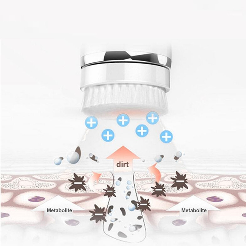 Perie de curățare a feței Mașină de spălat electrică de curățare a feței Impermeabil Moale Masaj profund 3 capete Instrumente de îngrijire a pielii porilor