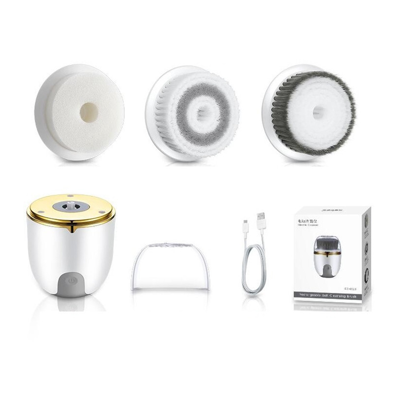 Perie de curățare a feței Mașină de spălat electrică de curățare a feței Impermeabil Moale Masaj profund 3 capete Instrumente de îngrijire a pielii porilor