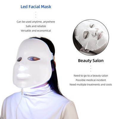 VIP 7Colors LED Light Photon Mască facială Îngrijirea pielii Întinerire Antirid Acnee Pielea Strânge Feței Terapie de frumusețe Dispozitiv de albire
