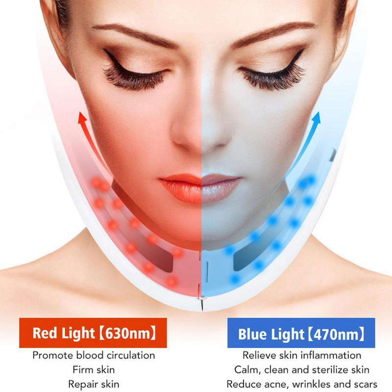 EMS Facial Lifting Device LED Photon Therapy Arc Karcsúsító Műszer Vibrációs Masszázs Chin Line Lift V Double Belt Massag T0C5
