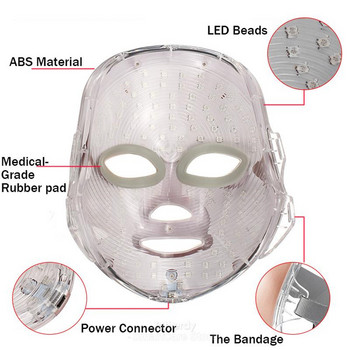 led маска за лице красота червено синьо 7 цветна инфрачервена светлинна терапия машина за повдигане на лицето подмладяваща фототерапия устройство за грижа за кожата