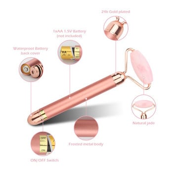 Facial Vibrating Roller Massage Natural Rose Quartz Jade Roller Face Lifting Roller Jade Stone Facial Roller Beauty Massage