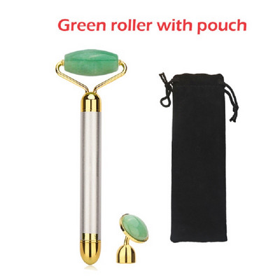 Vibráló görgős arcmasszázs Természetes Rózsakvarc Jade Görgős Arc Lifting Roller Jade Stone Archenger Szépségmasszázs eszköz