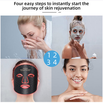 480 мъниста Силиконова LED маска Красота на лицето Маска за лице Терапия Червена светлина Силиконова маска с инфрачервено устройство за грижа за кожата на врата 2023