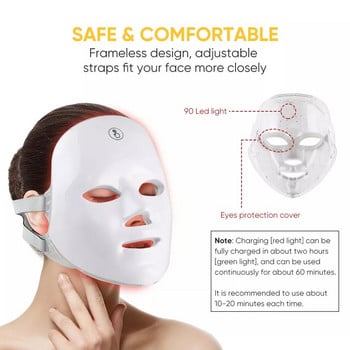 USB Charge 7Colors LED Facial Mask Photon Therapy Αναζωογόνηση δέρματος κατά της ακμής αφαίρεση ρυτίδων Περιποίηση δέρματος Μάσκα λάμψης δέρματος