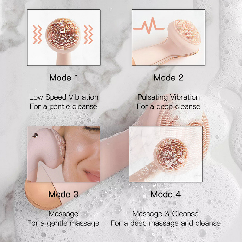 Perii de curățare a feței Dispozitiv de curățare a feței Masaj de uz casnic pentru față Instrument electric de îngrijire a pielii din silicon Instrument de frumusețe