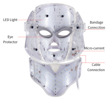Μάσκα προσώπου LED Beauty Skin Rejuvenation Photon Light 7 Colors Mask Therapy Micro Current Wrinkle Acne Tighten Skin Tool