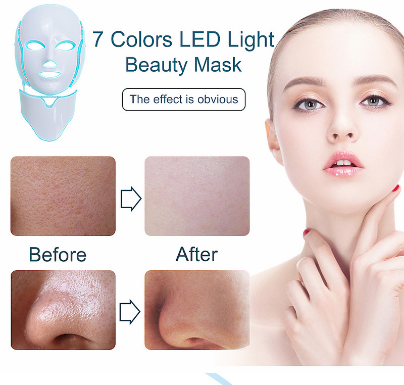LED-es arcmaszk Szépség bőrfiatalítás Photon Light 7 szín maszk terápia mikroáram ránc akne feszesítő bőr eszköz