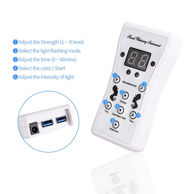 7 spalvų šviesi LED veido kaukė su kaklo odą atjauninančia fototerapine grožio kauke Anti Ance Skin Brighten Machine oro pagalvės pakuotė