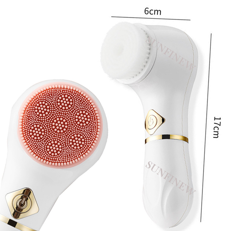 Perie electrică 3 în 1 pentru curățarea profundă a feței Perie rotativă din silicon Masoare pentru îndepărtarea punctelor negre Peeling impermeabil pentru piele Nou