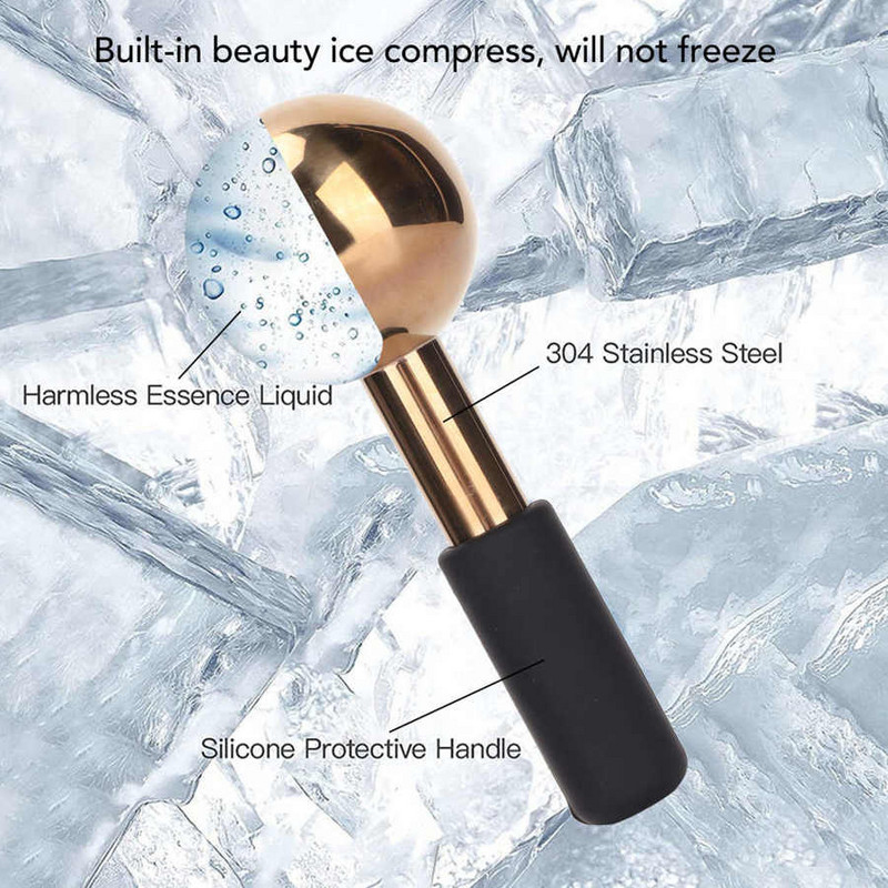 Näo jäägloobid Külm kuum roostevabast terasest näorull Nahk Beauty Spa Jahutusgloobus Massaažipall Näohooldus Cryo Freeze Stick