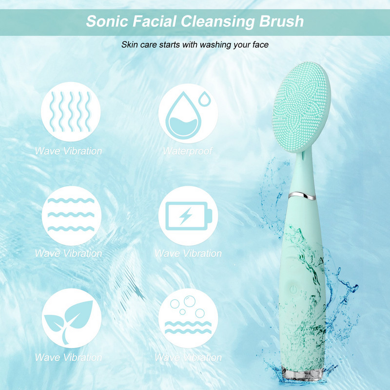 Ηλεκτρική βούρτσα καθαρισμού προσώπου Βούρτσα προσώπου σιλικόνης IPX6 Αδιάβροχο μηχάνημα καθαρισμού Μασάζ απολέπισης Εργαλεία περιποίησης δέρματος