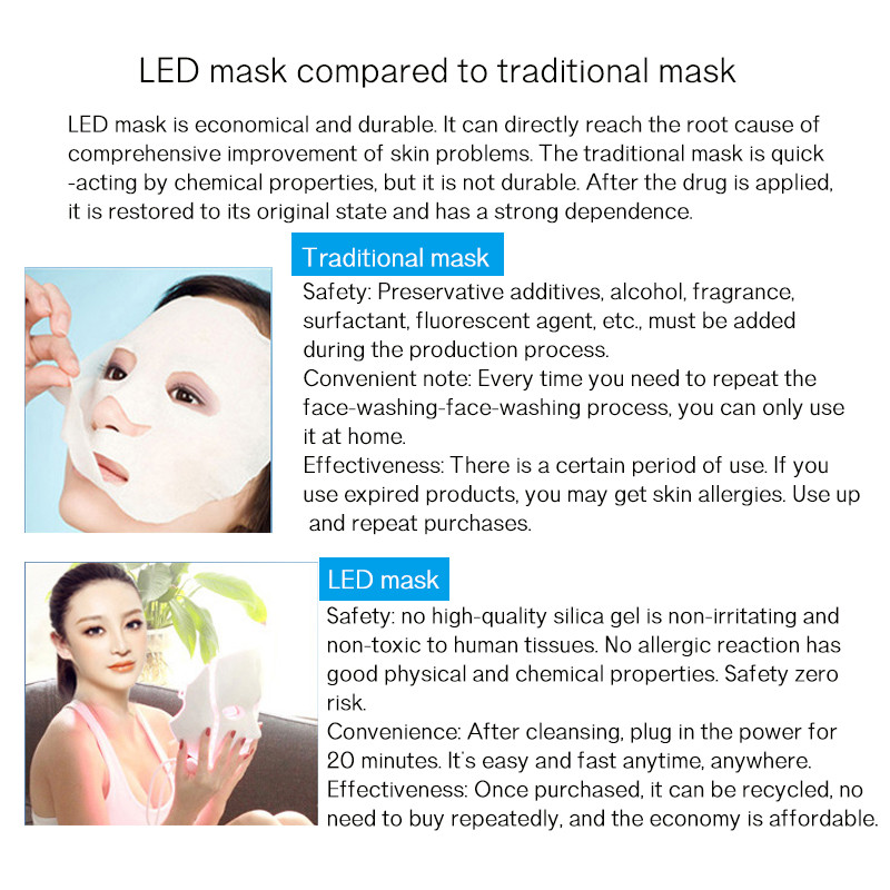 Beauty Photon LED Facial Mask Therapy 7 Colors led Bőrfiatalító Ránctalanító Akne Maszk Arc Nyak Beauty Spa