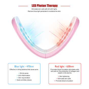 Μηχάνημα ανυψωτικής ζώνης Chin V-Line Up Red Blue LED Photon Therapy Face Slimming Vibration Massager Facial Lifting Device V Face care