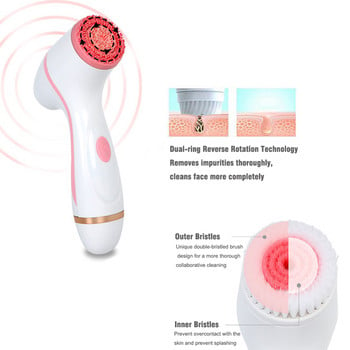 Електрическа четка за почистване на лице Sonic Silicone Face Cleanser Pore Cleaner Skin Deep Cleaning Spin Brush Heads Spa Beauty Massage