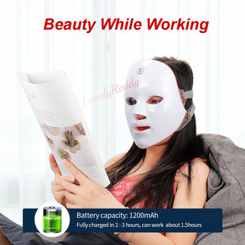 7 цвята лицева светодиодна маска Електрически ЧЕРВЕНИ маски против стареене бръчки подмладяване на кожата нано фотон червена терапия маска за красота на лицето