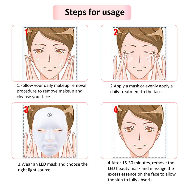 7 színű fénymaszk műszer Foton bőrfiatalító műszer Érintőképernyős Led Spectrum Beauty Instrument Mask Újratölthető