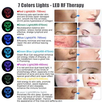 7 цвята светлинна LED маска за лице с шията Грижа за лицето Красота против акне Терапия Избелване на лицето Машина за подмладяване на кожата