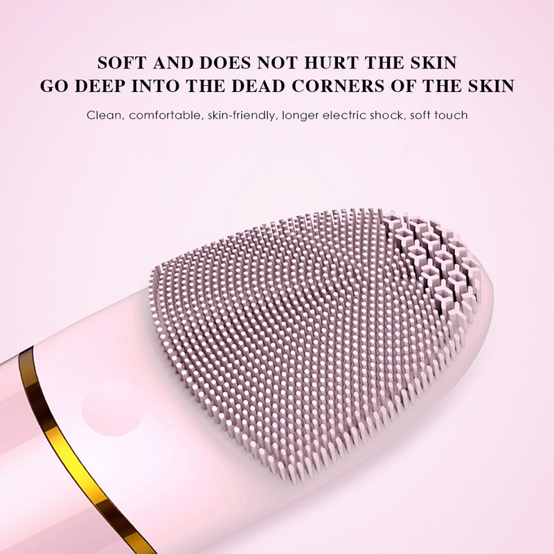 Perie electrică de curățare a feței Curățare profundă a porilor Masaj de relaxare Dispozitiv de curățare facială cu ultrasunete din silicon Masaj pentru piele