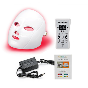 7 έγχρωμη μάσκα LED για λαιμό προσώπου EMS Micro-current Αντιρυτιδική αφαίρεση ακμής Neck Skin Rejuvenation Korean Photon Therapy Machine