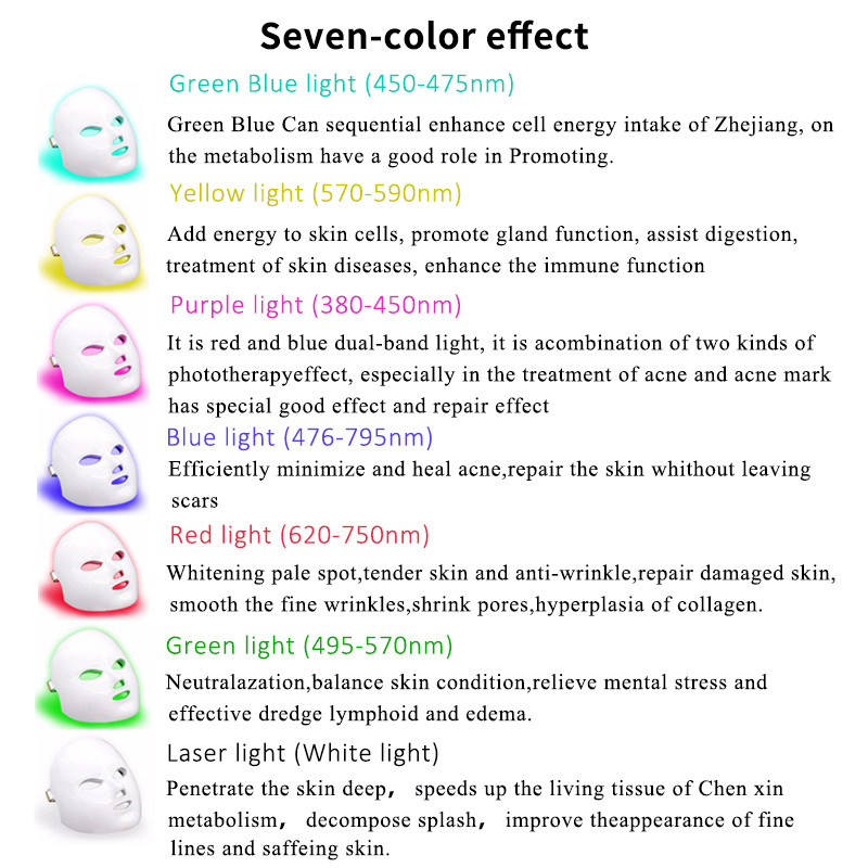 7 цветна LED маска за лице, шия EMS Микроток против бръчки, премахване на акне, подмладяване на кожата на врата, корейска машина за фотонна терапия