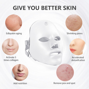 Εργαλείο περιποίησης προσώπου 7-χρωμάτων Led ασύρματη μάσκα προσώπου για αναζωογόνηση και σύσφιξη του δέρματος κατά των ρυτίδων και της ακμής