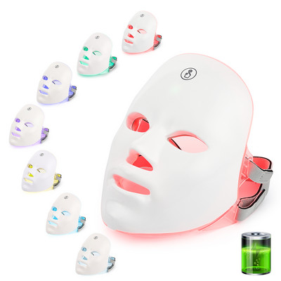Încărcare USB fără fir 7 culori Mască facială cu Led Întinerirea pielii Lumină Led Mască pentru terapie cu fotoni Îndepărtarea acneei Antirid