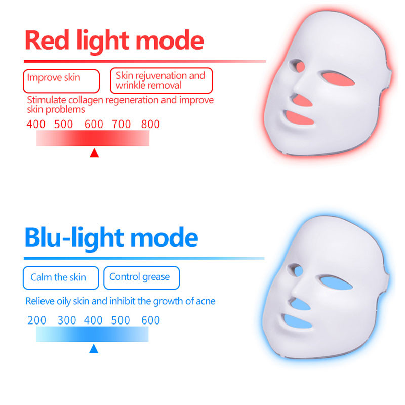 Led Facial Mask Photon Light Therapy 7 Colors Led Mask Teljes arckezelés Bőrápoló Fiatalító Gold Photo Machine