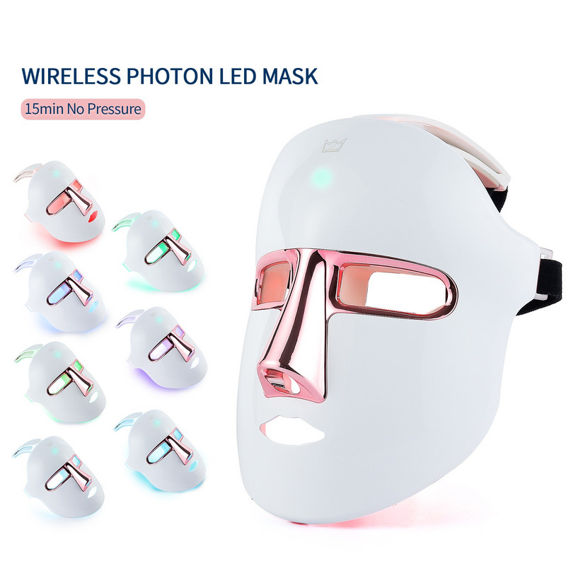 Facal Beauty Mask Bőrfiatalítás Pattanás elleni ráncos Arc Bőrápolás USB Charge Wireless 7 Colors Face LED Maszk Foton kezelés